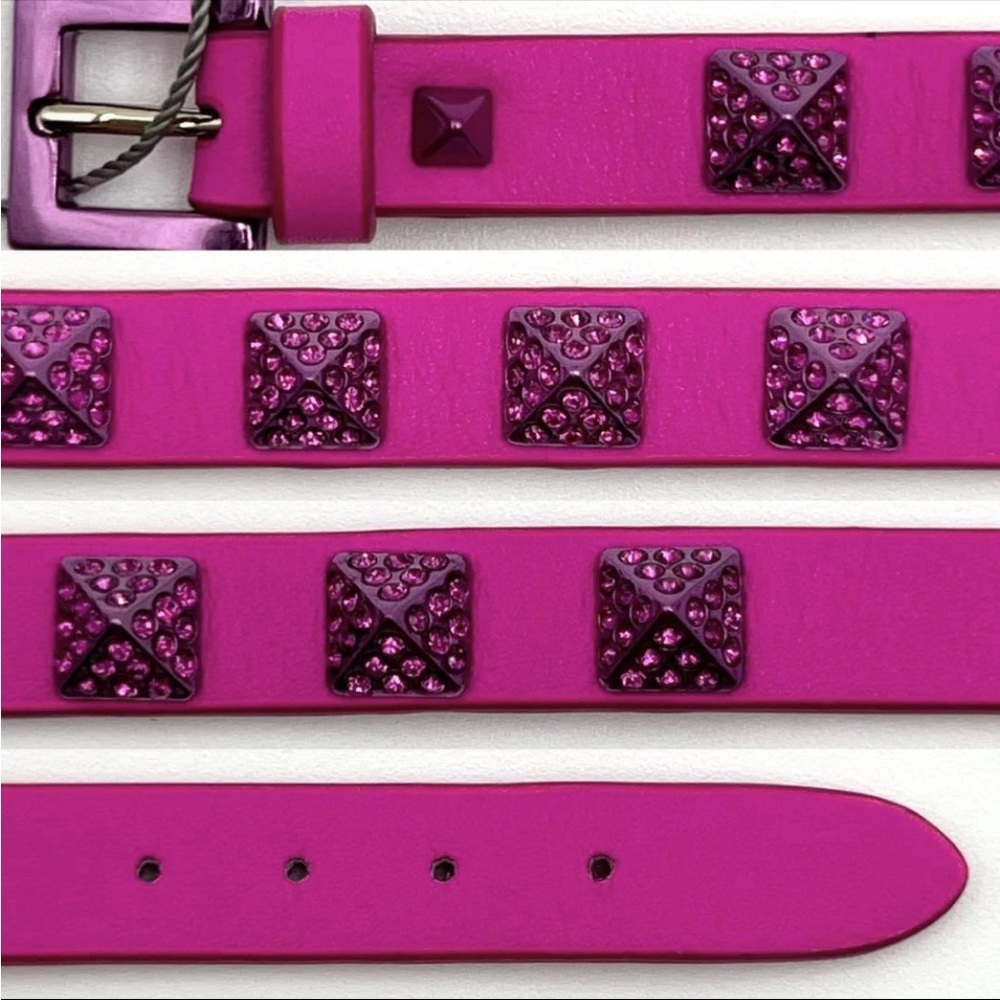 Valentino Garavani Pink Leather Crystal Rockstud Bracelet Limited Edition - Picture 4 of 7